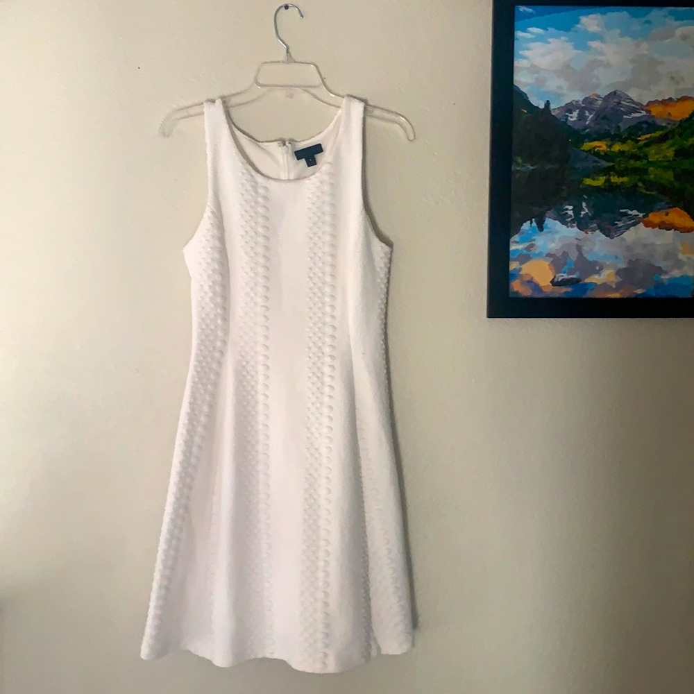 White textured knee length dress